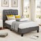 Twin Size Bed Frame with 46 Inch Tall Button Tufted Headboard-Gray
